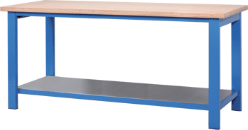 ARBT31 - tavolo da lavoro piano in legno e piano inferiore in lamiera cm 100x88