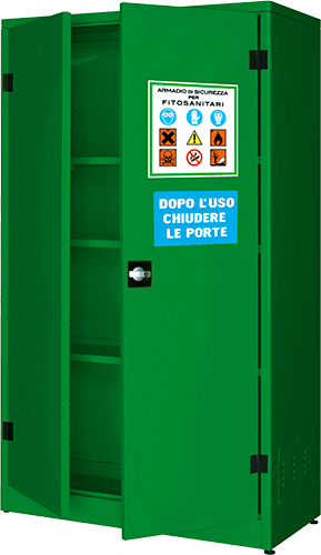 ARF100 - armadio per fitosanitari 2 ante h. 185 cm. colore verde