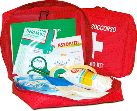 BRA401 - borsa in nylon rossa pronto soccorso per ferite di piccola entita'