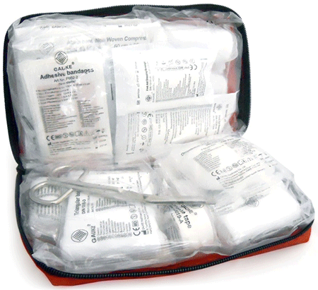 BRA403 - borsa in nylon rossa contenuto previsto da norma DIN 13164 B