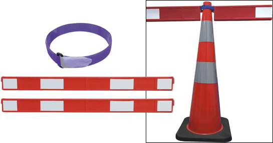 CORV41 - kit barriere per coni composto da coppia barriere+4 fasce di fissaggio