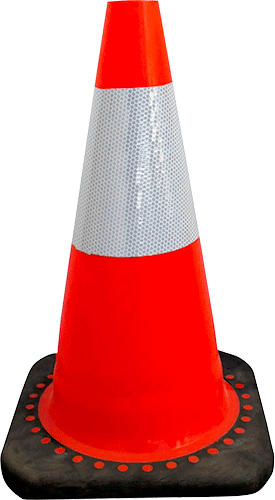 CORV45 - cono rosso h. mm 450 2 bande rifrangenti classe 2 base caucciu'