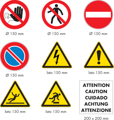 CORV90P - Kit 9 pittogrammi adesivi per cono CORV90