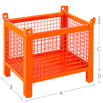 CPLS30A - Contenitore in rete con 4 piedi scatolati portata 500kg