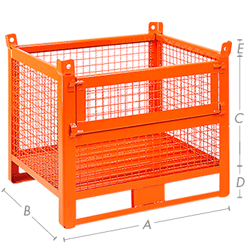 CPLS50A - Contenitore in rete con slitta e porta portata 1000kg