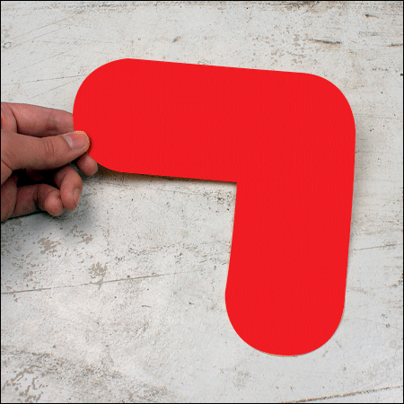 DML2R - conf.10 delimitatori ades.pallet a L SAFE IN dim.200x200mm col.ROSSO