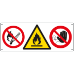 E10301WS - Etichetta multisimbolo con 3 simboli E1305 E1102 E1312  EN ISO 7010