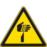 E1146KS - Etichetta adesiva simblo pericolo oggetto affilato UNI ISO 7010