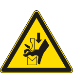 E1181K - cartello pericolo schiacciam. mani tra pressa e utensili EN ISO 7010