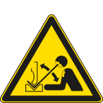 E1183K - cartello pericolo movim.rapido pezzo in lav.sotto pressa EN ISO 7010