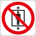 E1302K - cartello divieto uso ascensore a persone solo simbolo EN ISO 7010