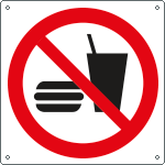 E1310K - Cartello divieto mangiare e bere solo simbolo EN ISO 7010