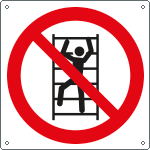 E1336X - Cartello vietato arrampicarsi sugli scaffali solo simbolo EN ISO 7010