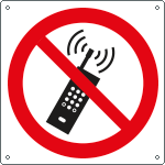 E1338W - Cartello divieto tenere telefoni accesi solo simbolo EN ISO 7010