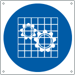 E1363X - Cartello obbligo controllare le protezioni solo simbolo EN ISO 7010