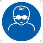 E1387X - cartello proteggere bambini con occhiali opachi EN ISO 7010