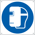 E1388KS - Etichetta obbligo uso maschera per la saldatura simbolo UNI ISO 7010