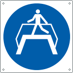 E1395X - Cartello obbligo usare il ponte pedonale solo simbolo EN ISO 7010