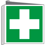 E15101BIY - cartello bifacciale solo simbolo pronto soccorso EN ISO 7010