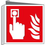 E15117BIW - cartello bifacciale allarme antincendio solo simbolo EN ISO 7010