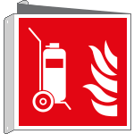 E15165BIY - cartello bifacciale estintore carrellato EN ISO 7010 F009