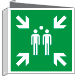 E15180BIY - cartello bifacciale solo simbolo punto di raccolta EN ISO 7010