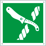 E15234K - cartello sicurezza coltello per zattera di salvataggio EN ISO 7010