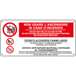 E16142K - Cartello divieto non usare ascensore in caso... UNI ISO 7010