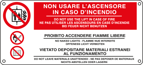 E16142KS - Etichetta adesiva in caso di incendio...3simboli UNI ISO 7010