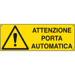 E17113KS - Etichetta adesiva attenzione porta automatica EN ISO 7010