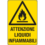 E1711Y - Cartello pericolo attenzione liquidi infiammabili EN ISO 7010
