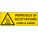 E17121K - Cartello pericolo di scottature colla a caldo EN ISO 7010