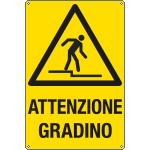E17148X - Cartello pericolo attenzione gradino EN ISO 7010