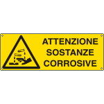 E1720KS - Etichetta adesiva attenzione sostanze corrosive EN ISO 7010