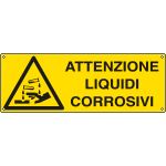 E1721KS - Etichetta adesiva attenzione liquidi corrosivi EN ISO 7010