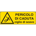 E1758KS - Etichetta adesiva pericolo di caduta ciglio di scavo EN ISO 7010