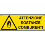 E1762KS - Etichetta adesiva attenzione sostanze comburenti EN ISO 7010