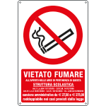 E180103X - Cartello vietato fumare all'aperto in questa struttura scolastica P002
