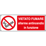 E18023K - Cartello vietato fumare allarme antincendio funzione EN ISO 7010