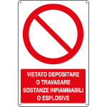 E18030X - Cartello vietato depositare sostanze infiammabili EN ISO 7010