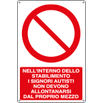 E18041Y - Cartello nello stabilimento non abbandonare automezzi EN ISO 7010