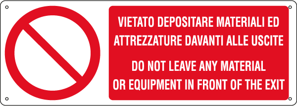 E18058KS - Etichetta vietato depositare materiali e attrezzature EN ISO 7010