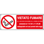 E18088K - Cartello divieto fumare L.311 30/12/04 più euro EN ISO 7010
