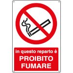 E1869X - Cartello divieto In questo reparto vietato fumare EN ISO 7010