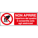 E1873KS - Etichetta adesiva non aprire consentito elettricisti EN ISO 7010