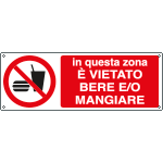 E1879KS - Etichetta divieto vietato bere e mangiare EN ISO 7010