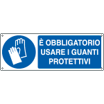 E1904KS - Etichetta adesiva obbligo usare guanti protettivi EN ISO 7010