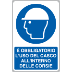 E1966X - Cartello obbligo e'obbligo l'uso del casco EN ISO 7010