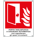E201392W - Cartello sicurezza porta tagliafuoco a chiusura automatica