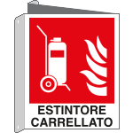 E20140BIW - cartello bifacciale estintore carrellato EN ISO 7010